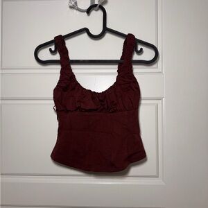ZARA Elegant Burgundy Ruched Women's Top